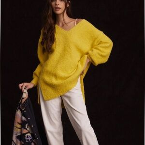 Anthropologie Pilcro Teddy Tunic Sweater Yellow Oversized Size Small